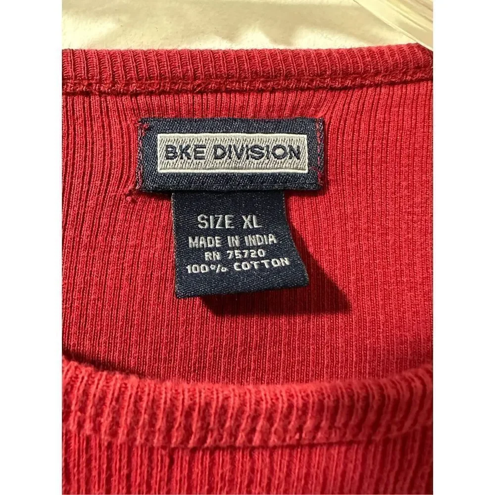 BKE men’s red cotton knit ribbed pullover sweater size XL. #30-0778